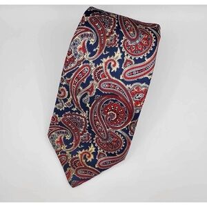 LIBERTY OF LONDON 100% SILK PAISLEY TIE NAVY 3.25”